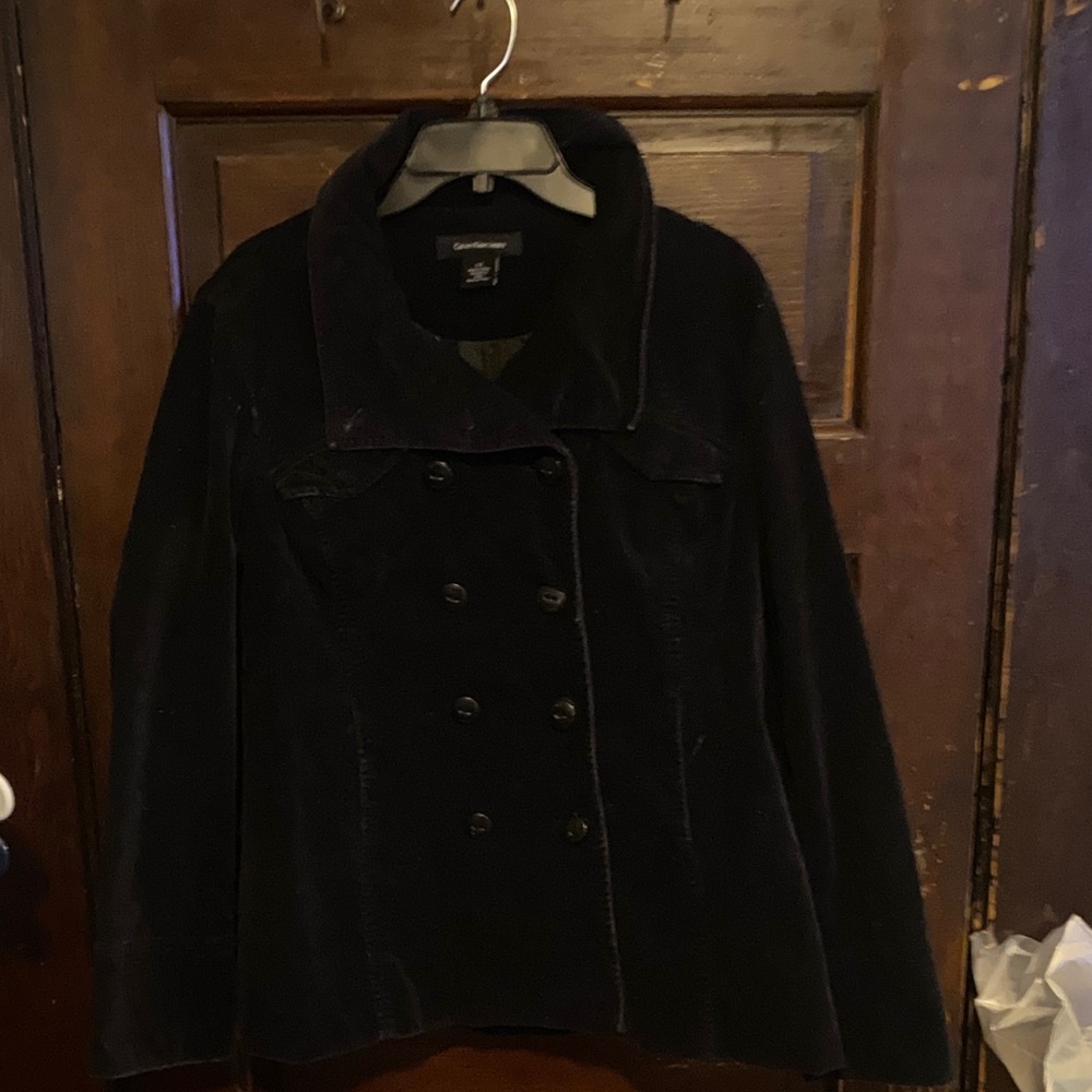 Coldwater Creek Black Pea Coat. Vintage type pea coat. Velvet feeling